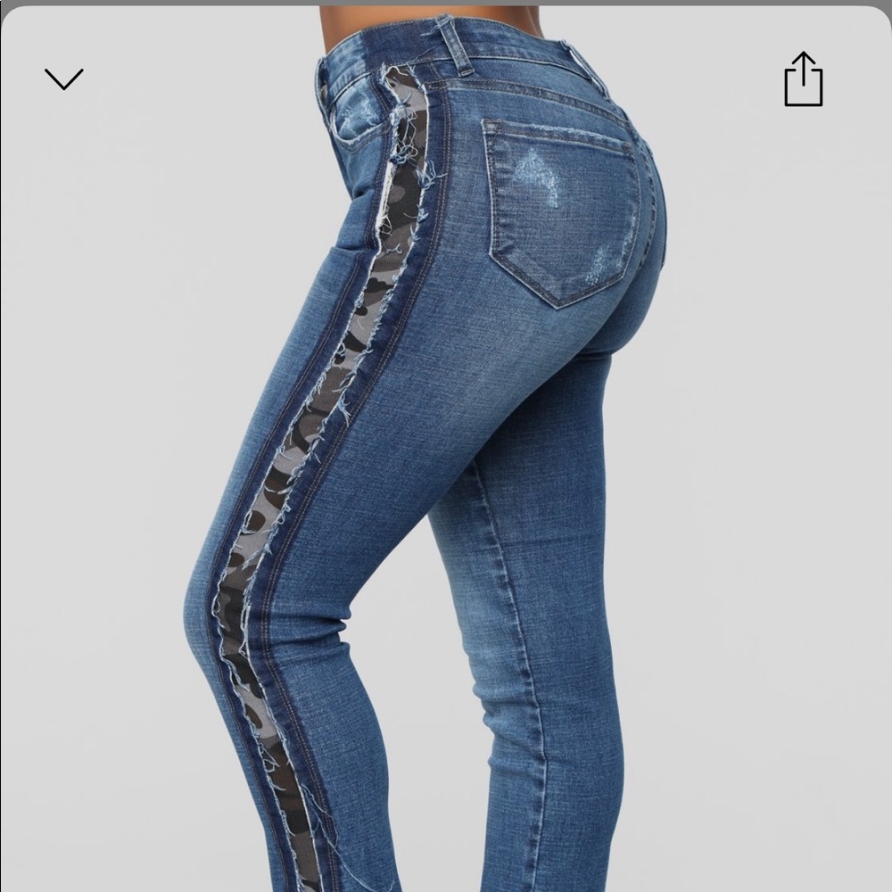 NWT Camo side stripe Jeans (medium color denim)